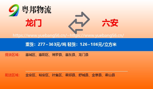 龙门到六安物流