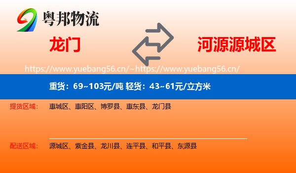 龙门到源城区物流