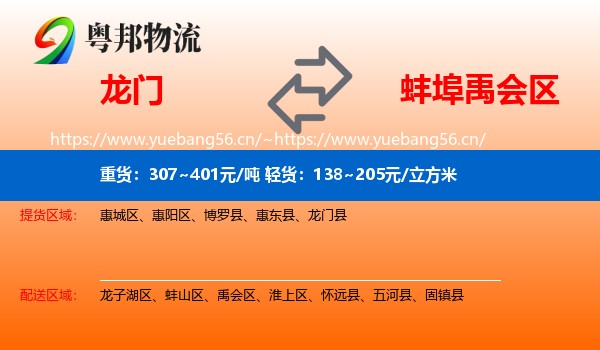龙门到禹会区物流