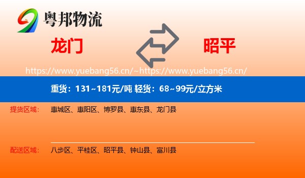 龙门到昭平县物流