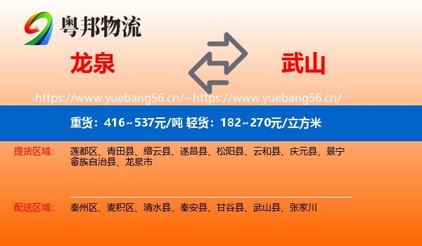 龙泉到武山县物流
