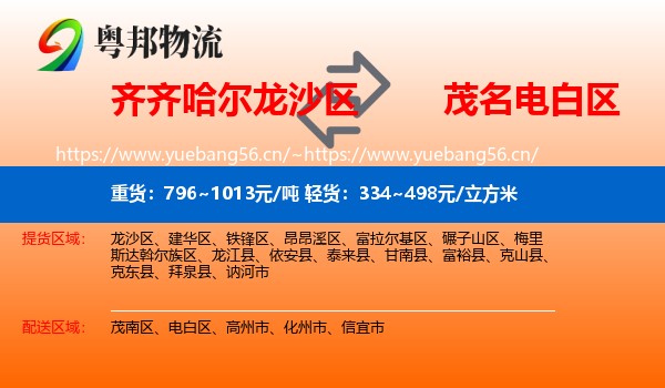 齐齐哈尔龙沙区到电白区物流