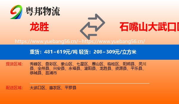 龙胜县到大武口区物流专线