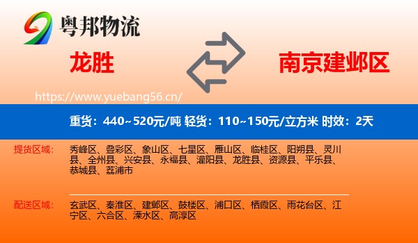 龙胜到建邺区物流专线名片