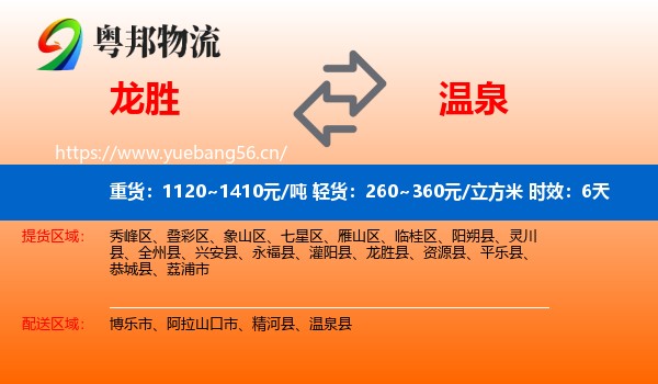 龙胜到温泉县物流专线名片