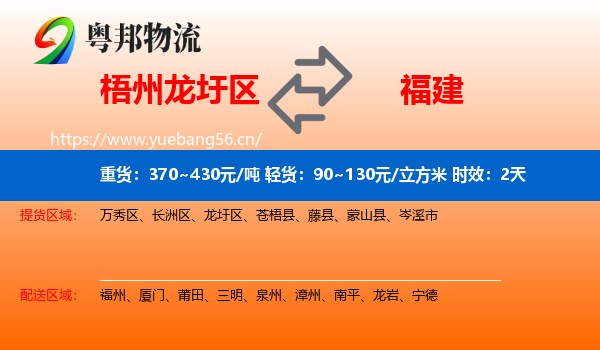 梧州龙圩区到福建物流专线名片
