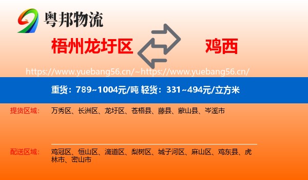 梧州龙圩区到鸡西物流