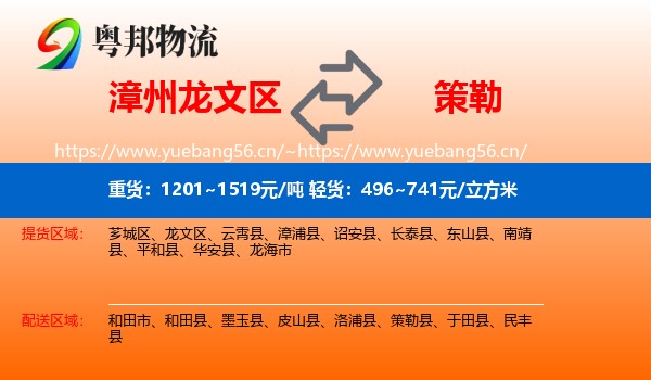 漳州龙文区到策勒县物流