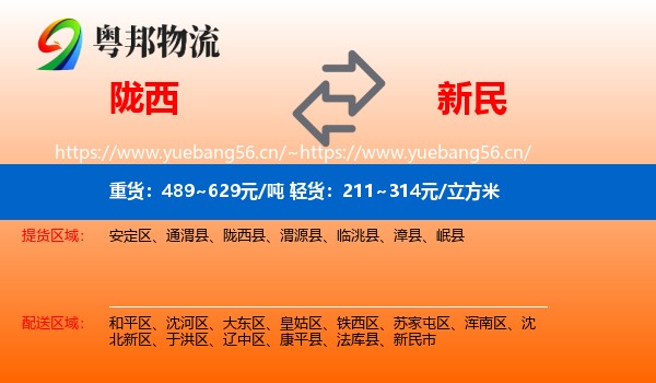 陇西到新民市物流