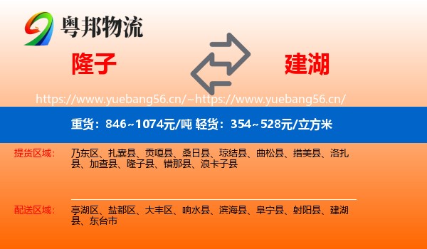 隆子到建湖县物流