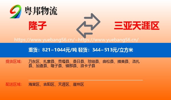 隆子到天涯区物流