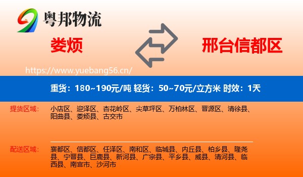娄烦到信都区物流专线名片