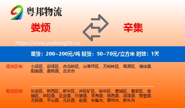 娄烦到辛集市物流专线名片