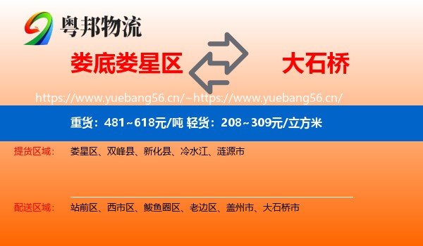 娄底娄星区到大石桥市物流