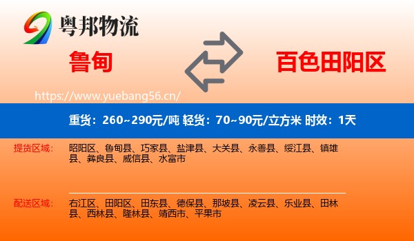 鲁甸到田阳区物流专线名片