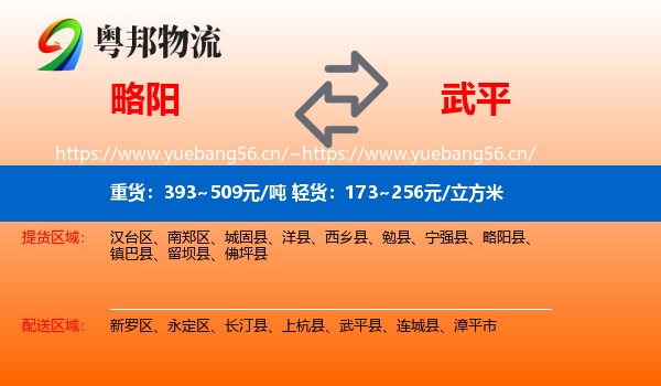 略阳到武平县物流