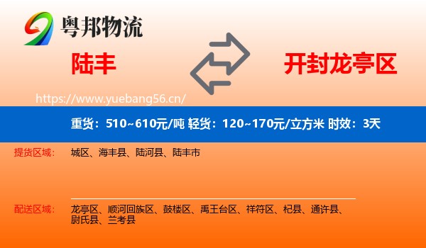 陆丰到龙亭区物流专线名片
