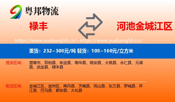禄丰到金城江区物流