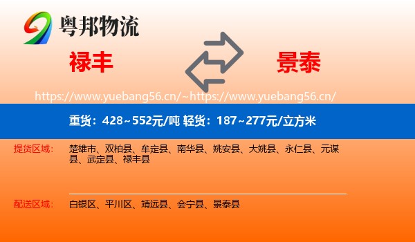 禄丰到景泰县物流