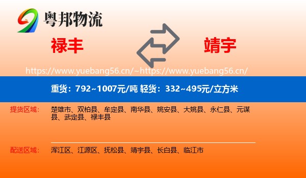 禄丰到靖宇县物流