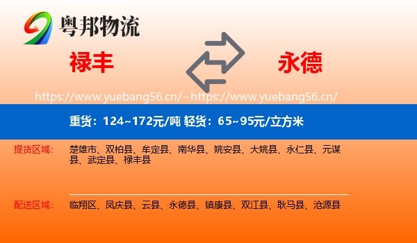 禄丰到永德县物流