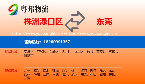 株洲渌口区到东莞物流