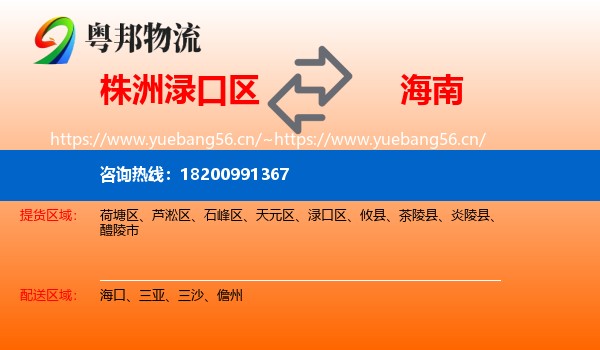 株洲渌口区到海南物流