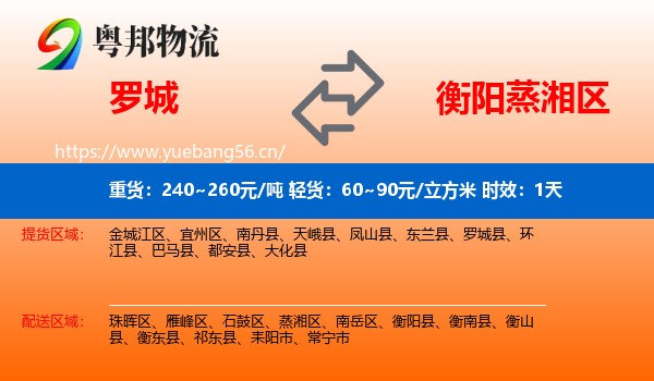 罗城到蒸湘区物流专线名片