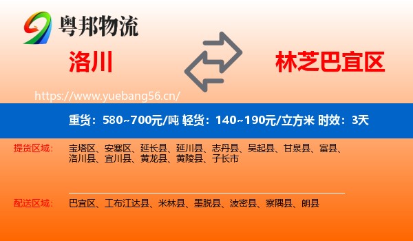 洛川到巴宜区物流专线名片