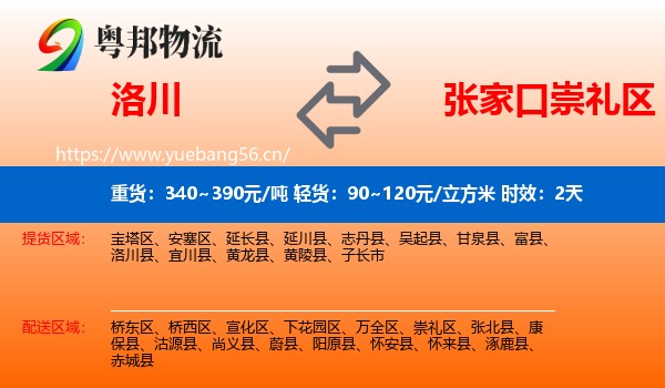 洛川到崇礼区物流专线名片