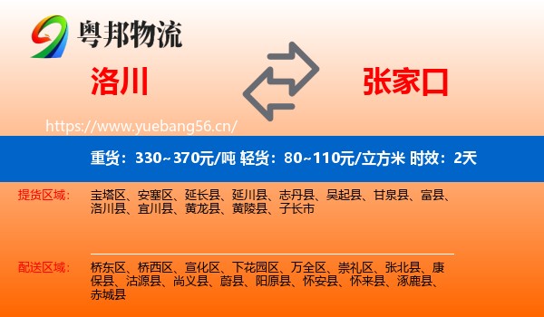 洛川到张家口物流专线名片