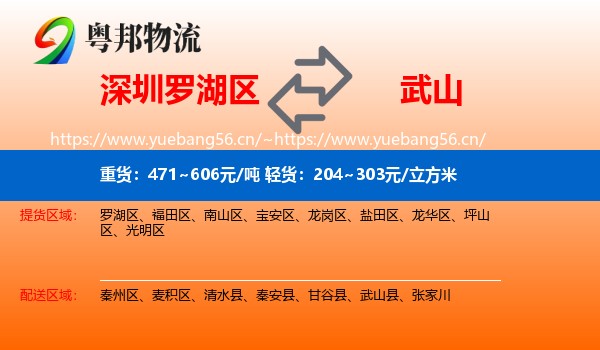 深圳罗湖区到武山县物流