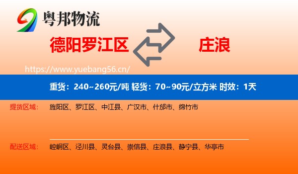 德阳罗江区到庄浪县物流专线名片