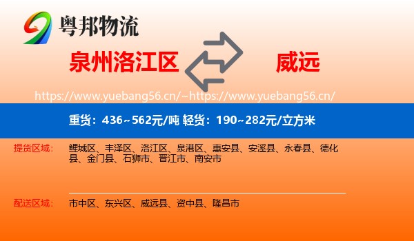 泉州洛江区到威远县物流