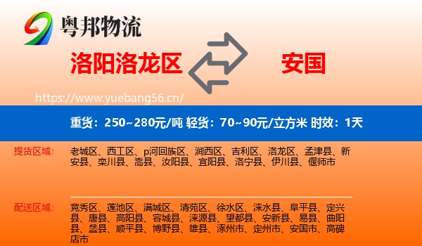 洛阳洛龙区到安国市物流专线名片