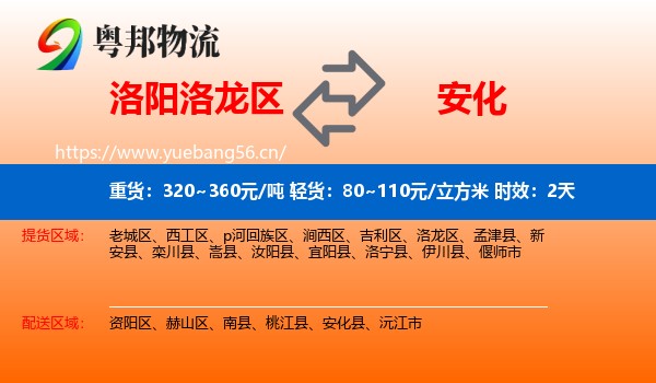 洛阳洛龙区到安化县物流专线名片