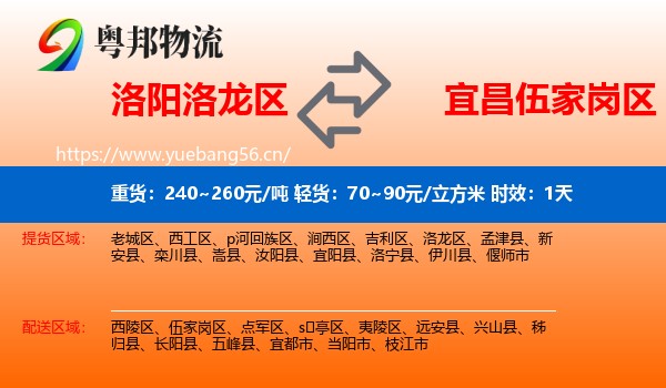 洛阳洛龙区到伍家岗区物流专线名片