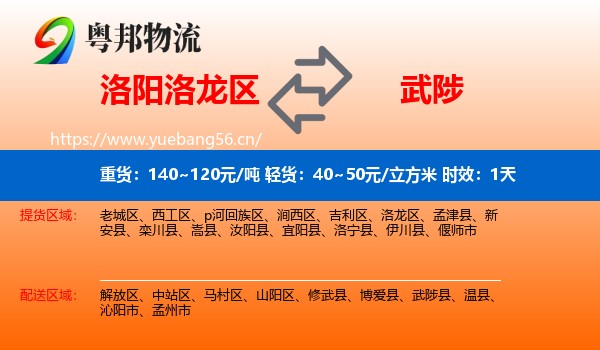 洛阳洛龙区到武陟县物流专线名片