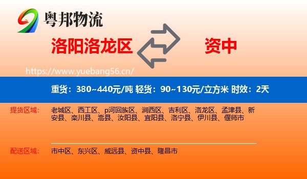 洛阳洛龙区到资中县物流专线名片