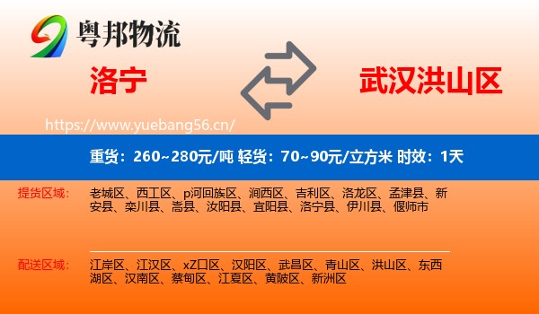 洛宁到洪山区物流专线名片