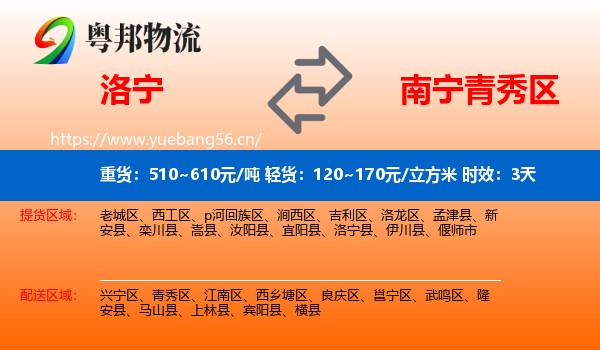 洛宁到青秀区物流专线名片