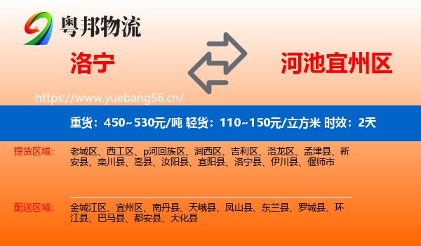 洛宁到宜州区物流专线名片