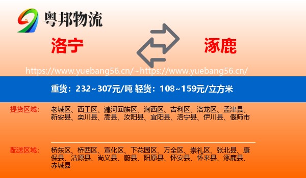 洛宁到涿鹿县物流