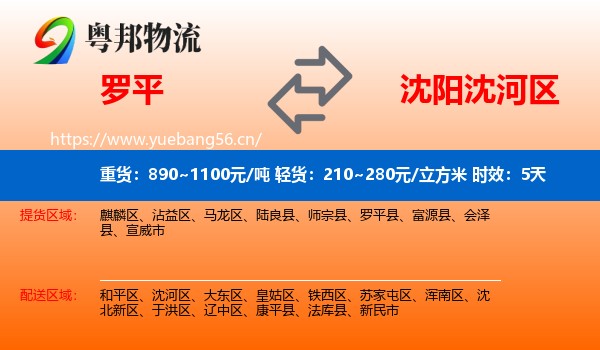 罗平到沈河区物流专线名片