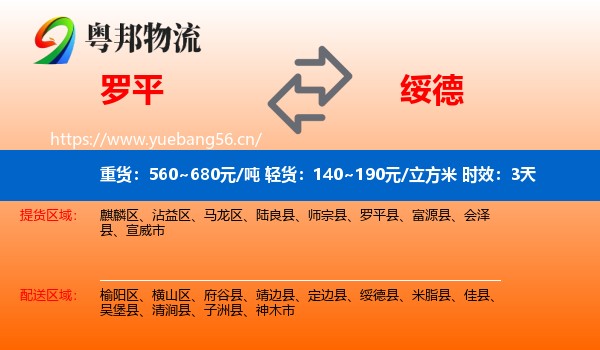 罗平到绥德县物流专线名片