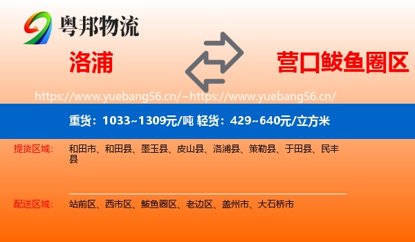 洛浦到鲅鱼圈区物流
