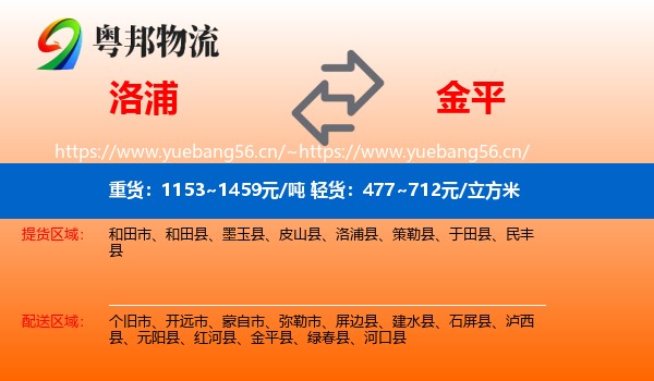 洛浦到金平县物流
