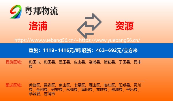 洛浦到资源县物流