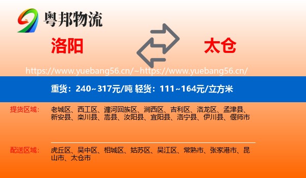 洛阳到太仓市物流
