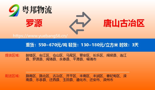 罗源到古冶区物流专线名片